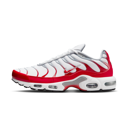 Overkicks - Nike Air Max Plus White University Red Wolf Grey (IF6224-101) - vista lateral