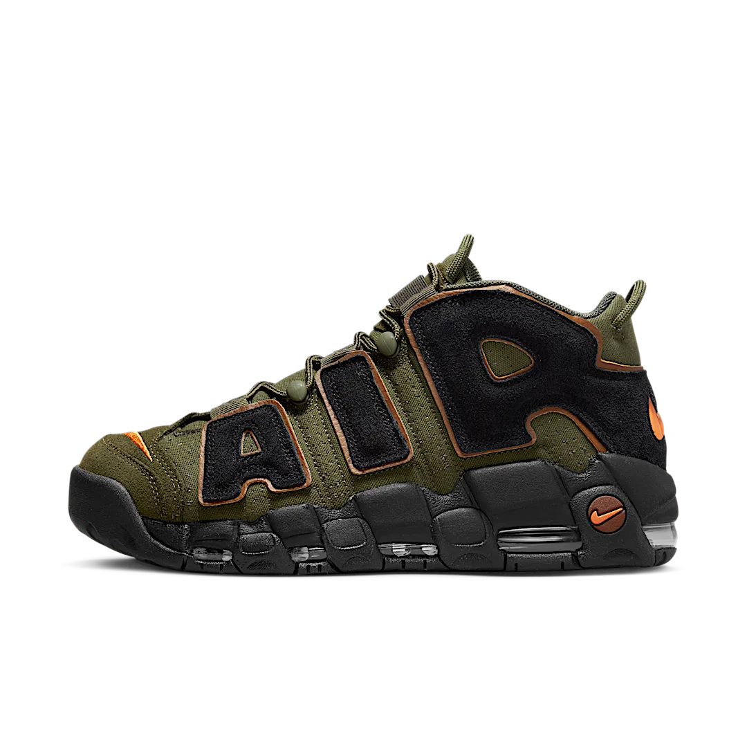 Overkicks - Nike Air More Uptempo 96 Cargo Khaki Alpha Orange (DX2669-300) - vista lateral