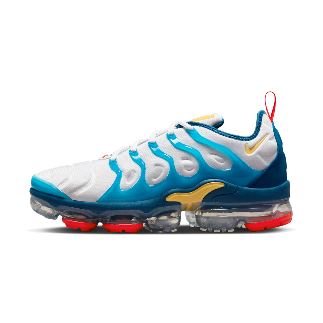 Overkicks - Nike Air VaporMax Plus White Citron Pulse Industrial Blue (FJ3999-100) - vista lateral