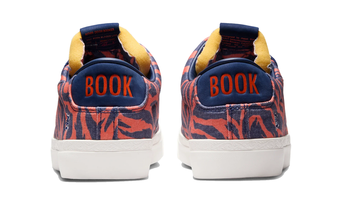 Overkicks - Nike Blazer Low Devin Booker Detroit Tigers Safety Orange Blue Void (HQ2054-801) - detalle talon