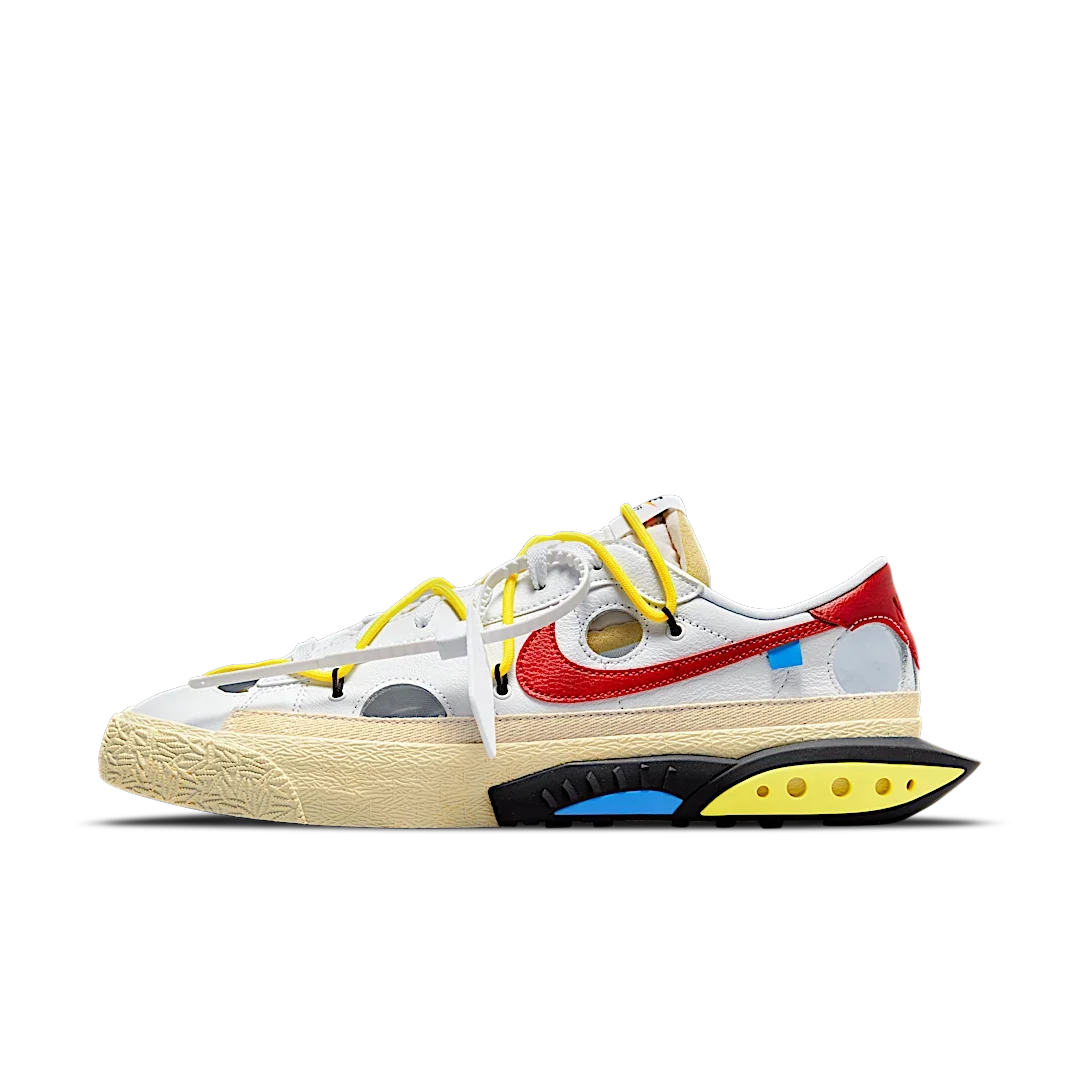Overkicks - Nike Blazer Low Off-White University Red (DH7863-100) - vista lateral