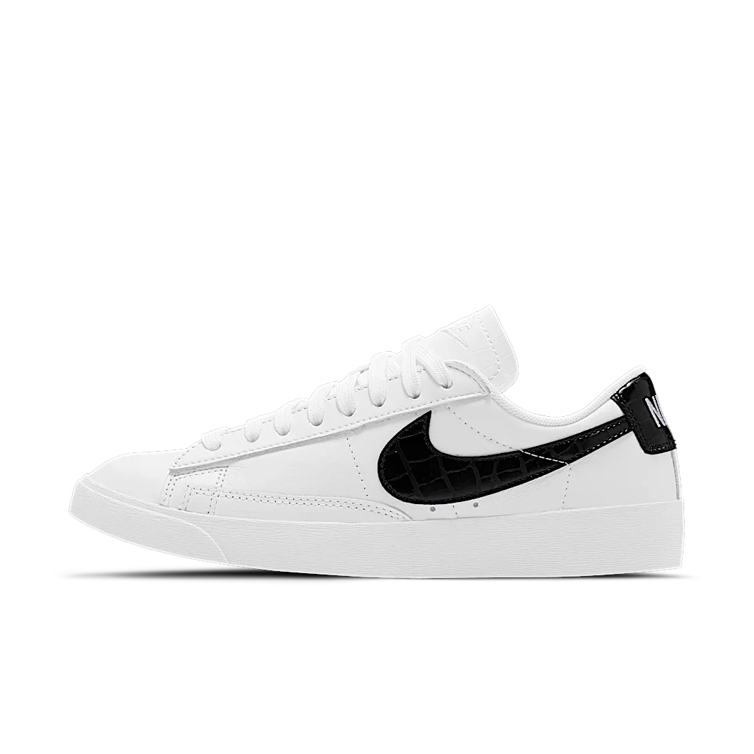 Overkicks - Nike Blazer Low White Black Croc (Womens) (BQ0033-100) - vista lateral