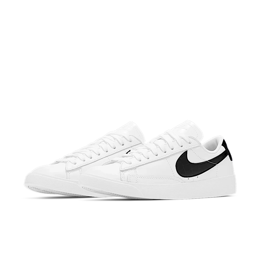 Overkicks - Nike Blazer Low White Black Croc (Womens) (BQ0033-100) - vista trasera