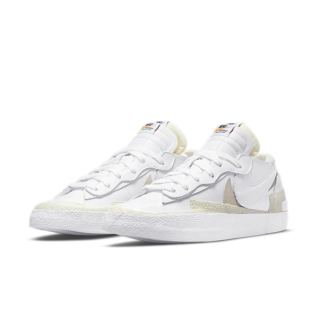 Overkicks - Nike Blazer Low sacai White Patent Leather (DM6443-100) - vista trasera