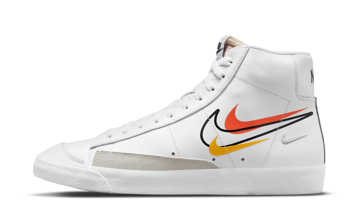 Overkicks - Nike Blazer Mid 77 Multi-Swoosh White (DN7996-100) - vista lateral