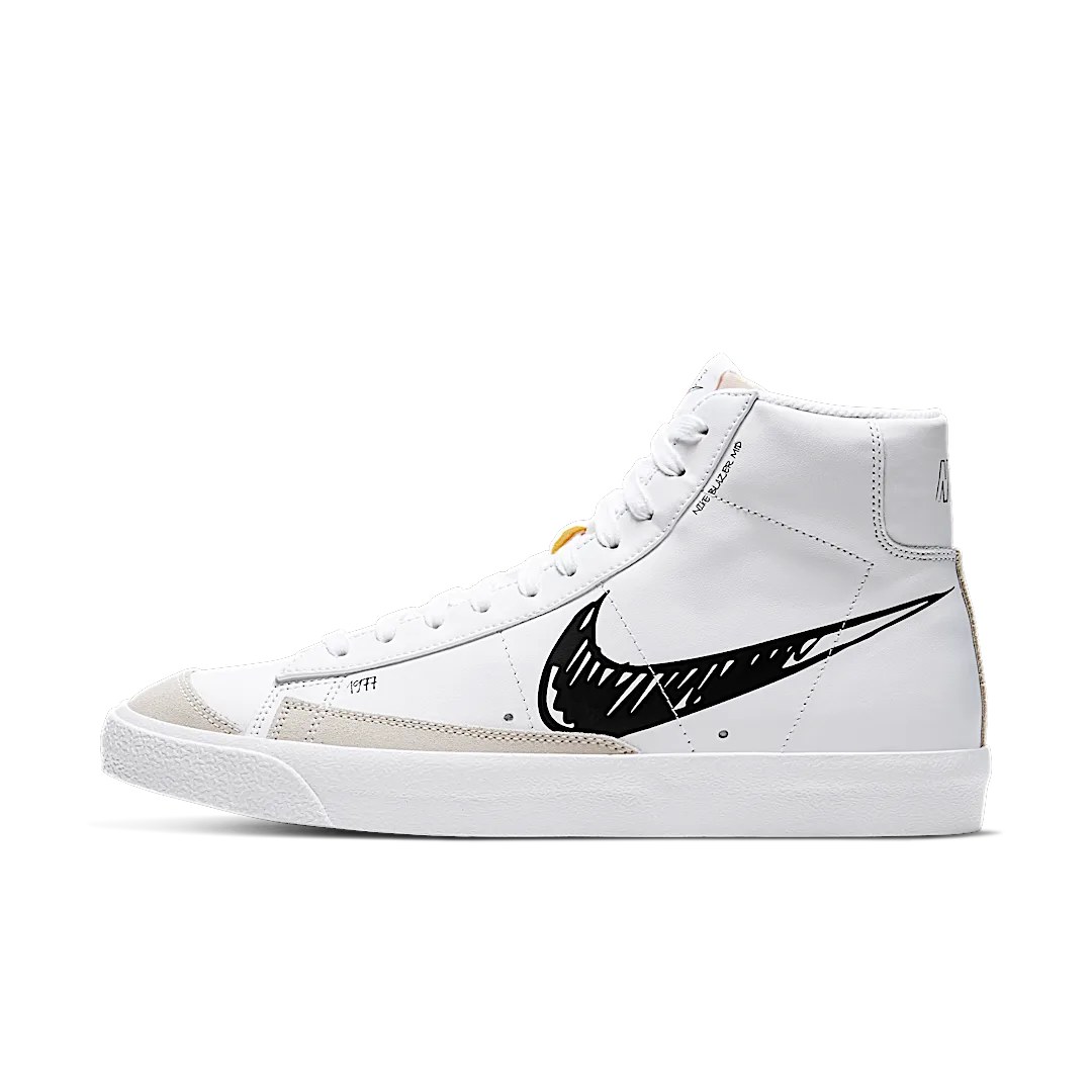 Overkicks - Nike Blazer Mid 77 Sketch White Black (CW7580-101) - vista lateral