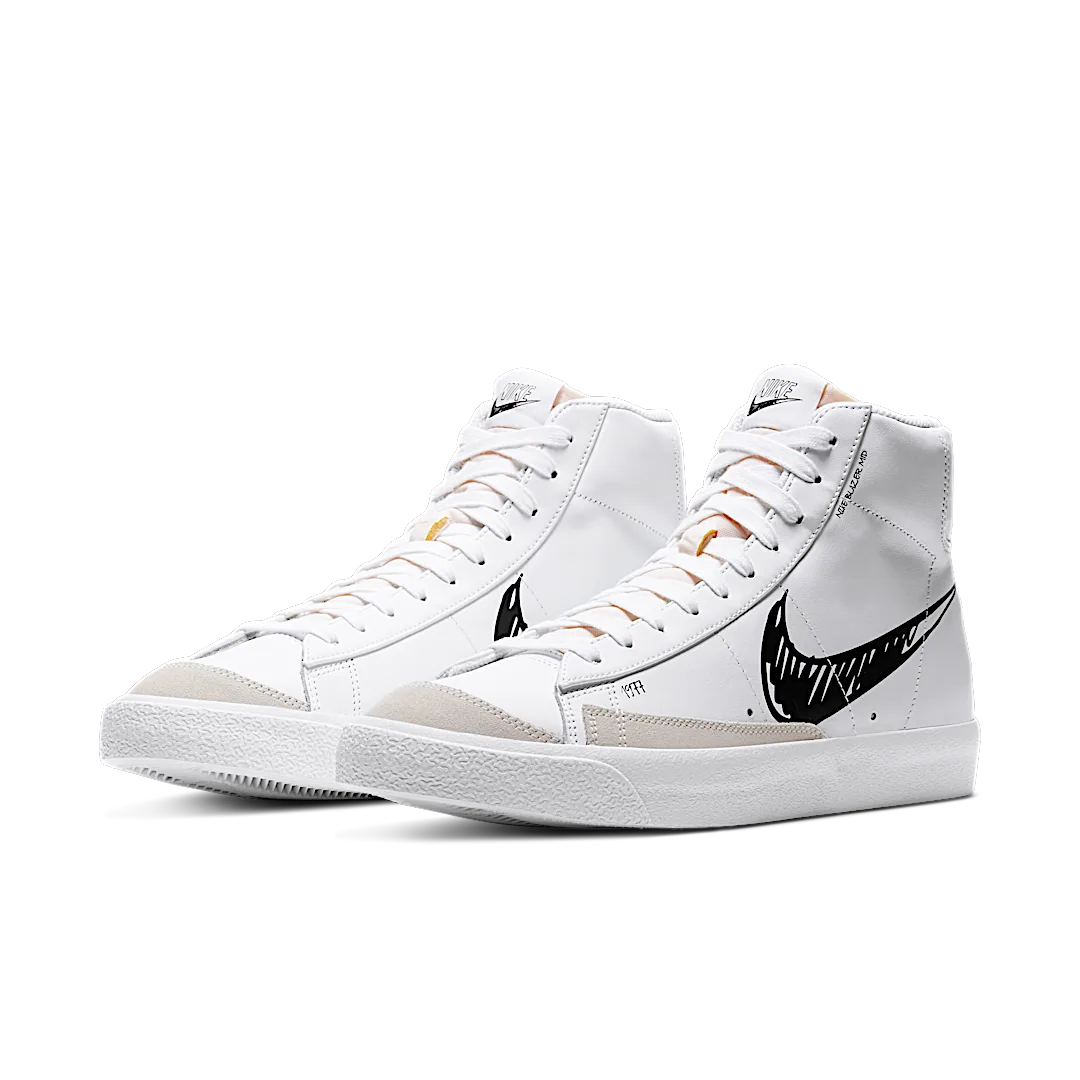 Overkicks - Nike Blazer Mid 77 Sketch White Black (CW7580-101) - vista trasera