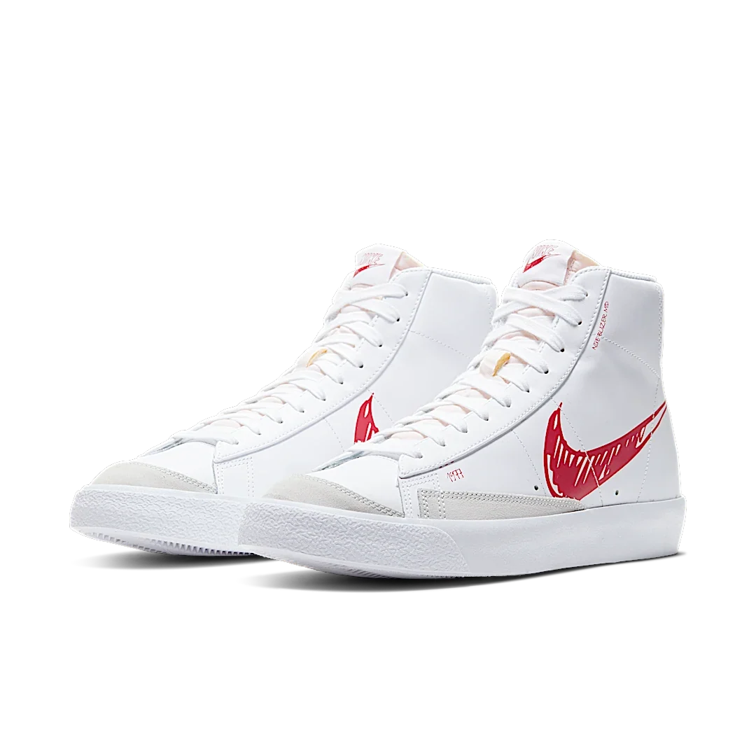 Overkicks - Nike Blazer Mid 77 Sketch White Red (CW7580-100) - vista trasera
