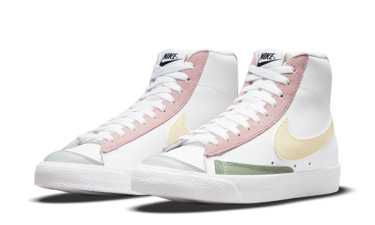Overkicks - Nike Blazer Mid 77 White Pink Green Yellow (Womens) (DN5052-100) - vista trasera