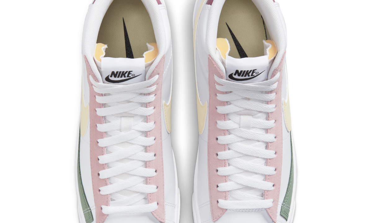Overkicks - Nike Blazer Mid 77 White Pink Green Yellow (Womens) (DN5052-100) - vista superior