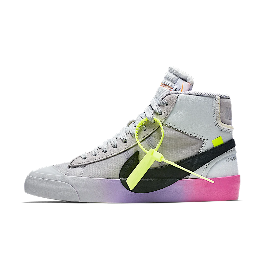 Overkicks - Nike Blazer Mid Off-White Wolf Grey Serena Queen (AA3832-002) - vista lateral