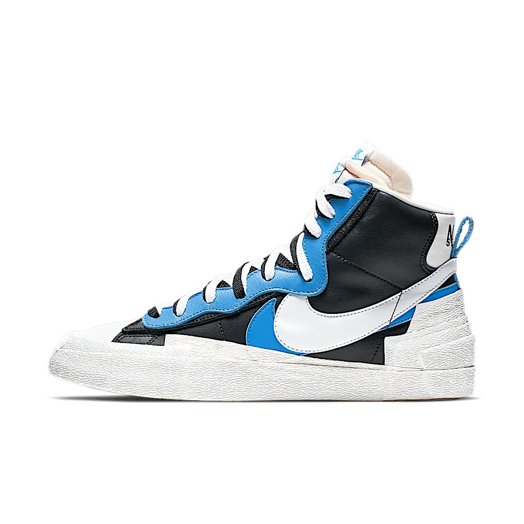 Overkicks - Nike Blazer Mid sacai White Black Legend Blue (BV0072-001) - vista lateral
