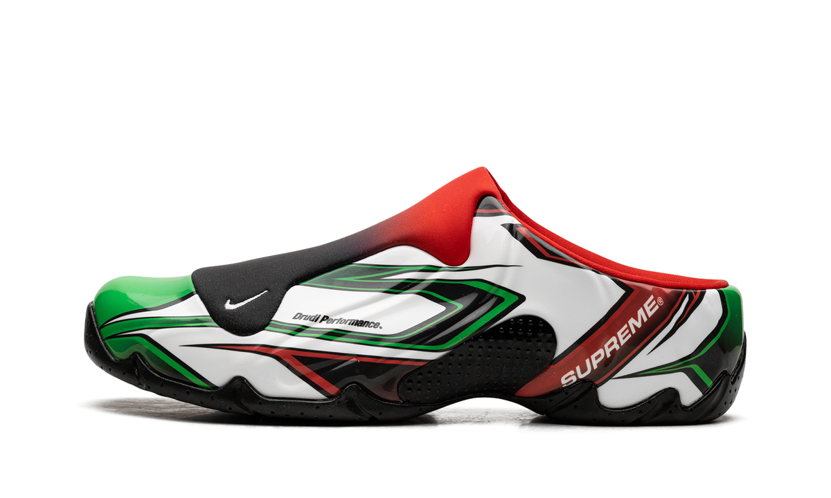 Overkicks - Nike Clogposite Supreme White Gym Red Green (FN0289-100) - vista lateral