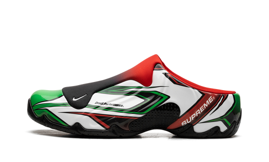 Overkicks - Nike Clogposite Supreme White Gym Red Green (FN0289-100) - vista lateral