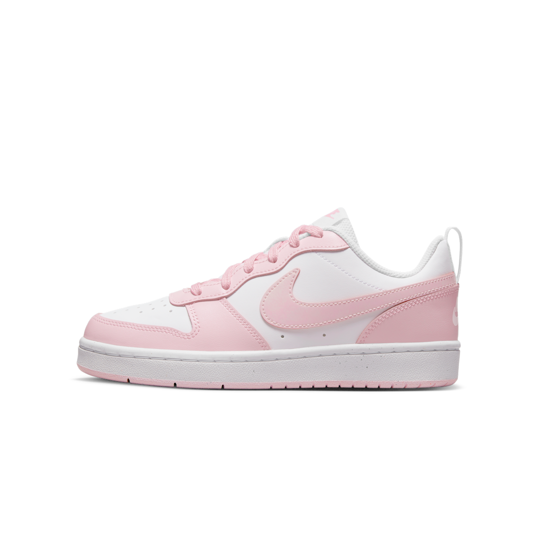 Overkicks - Nike Court Borough Low 2 SE White Pink Foam (GS) (DQ0492-100) - vista lateral