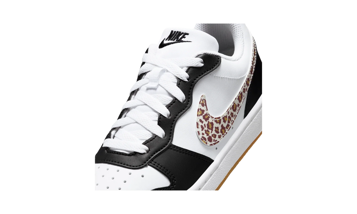 Overkicks - Nike Court Borough Low Black White Leopard Swoosh (GS) (IR0566-001) - imagen 7