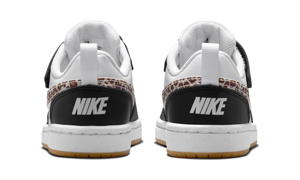Overkicks - Nike Court Borough Low Black White Leopard Swoosh (PS) (IR0564-001) - imagen 6