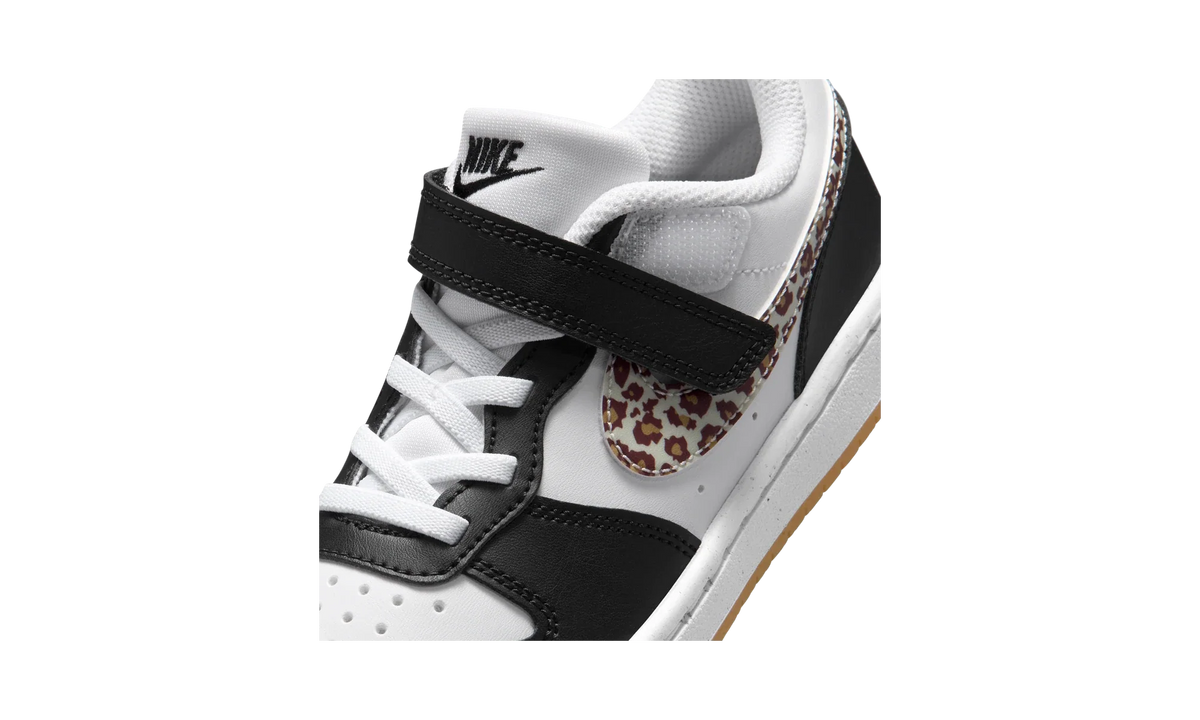 Overkicks - Nike Court Borough Low Black White Leopard Swoosh (PS) (IR0564-001) - imagen 7