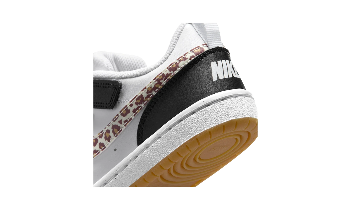 Overkicks - Nike Court Borough Low Black White Leopard Swoosh (PS) (IR0564-001) - imagen 8