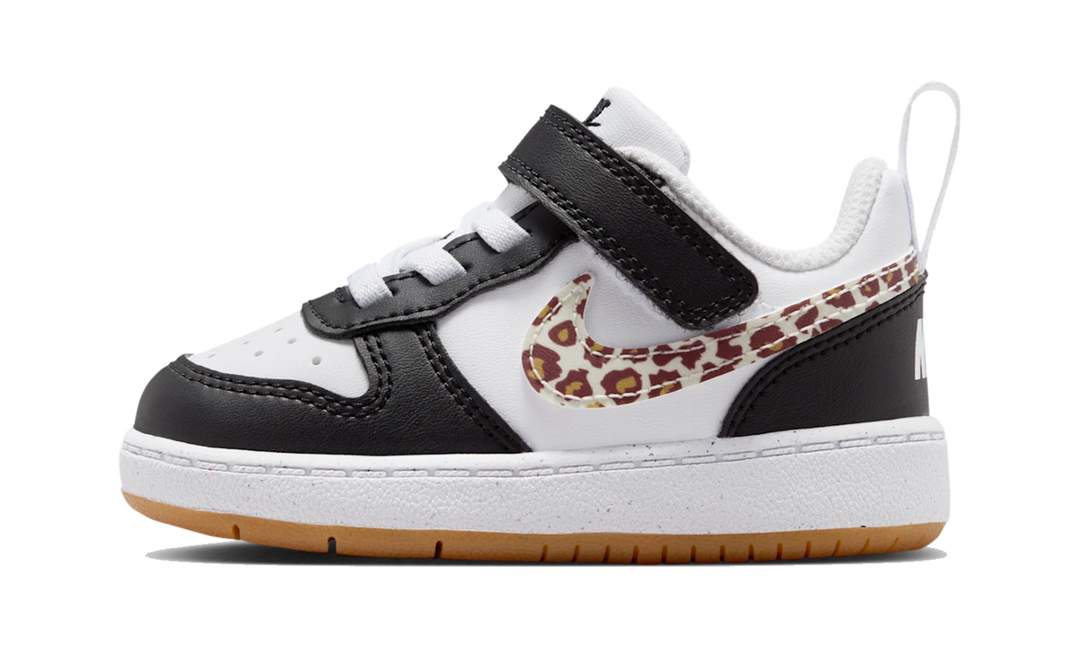 Overkicks - Nike Court Borough Low Black White Leopard Swoosh (TD) (IR0565-001) - vista lateral