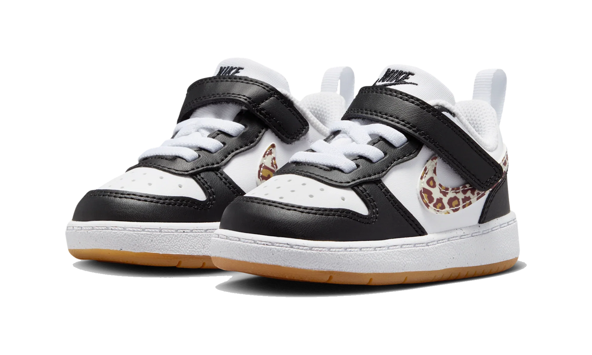 Overkicks - Nike Court Borough Low Black White Leopard Swoosh (TD) (IR0565-001) - imagen 2