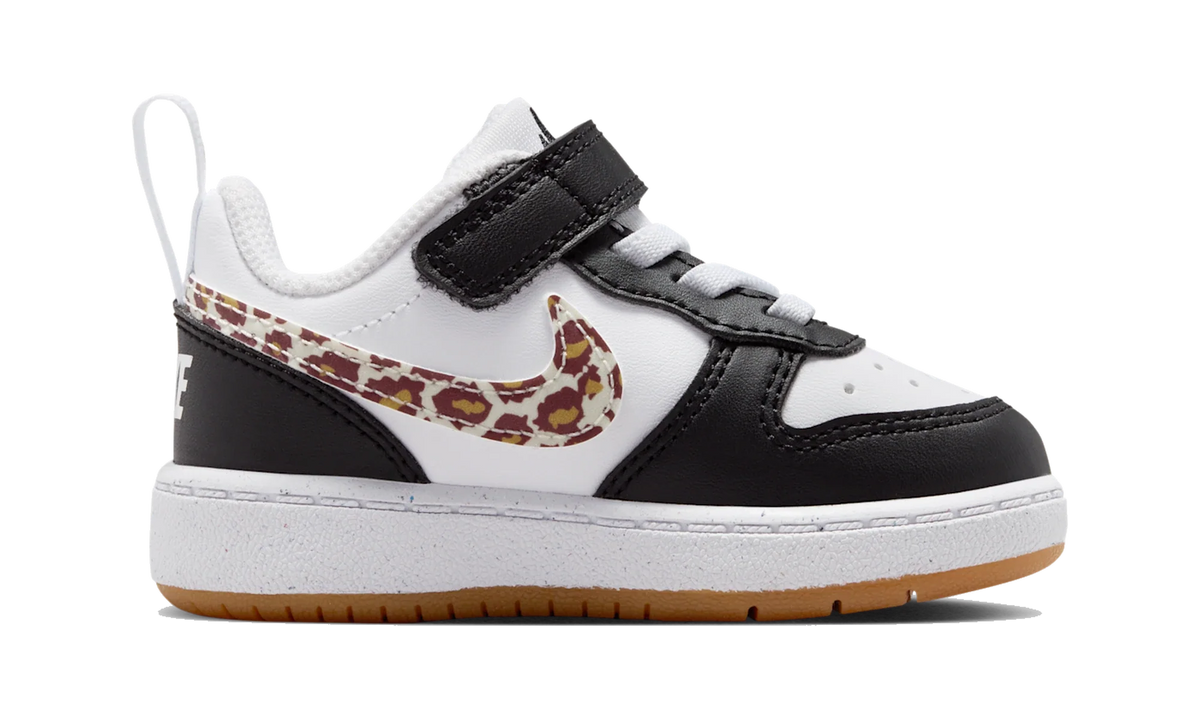 Overkicks - Nike Court Borough Low Black White Leopard Swoosh (TD) (IR0565-001) - imagen 4