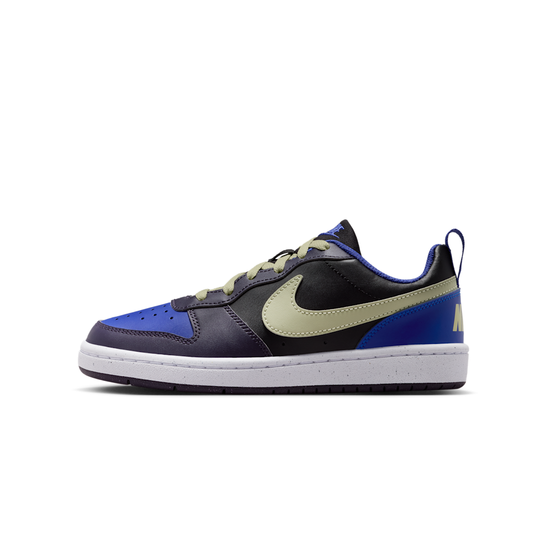 Overkicks - Nike Court Borough Low Recraft Black Cave Purple Olive Aura (GS) (DV5456-011) - vista lateral