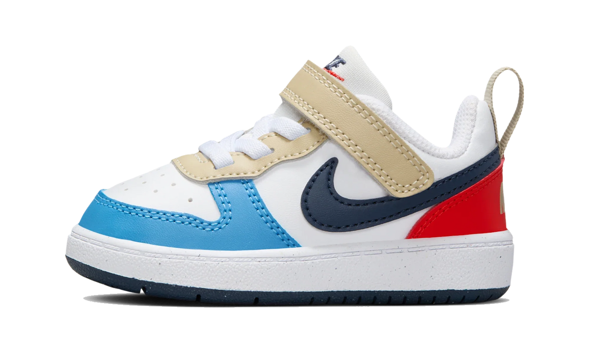 Overkicks - Nike Court Borough Low Recraft White Thunder Blue Light Crimson (TD) (DV5458-124) - vista lateral