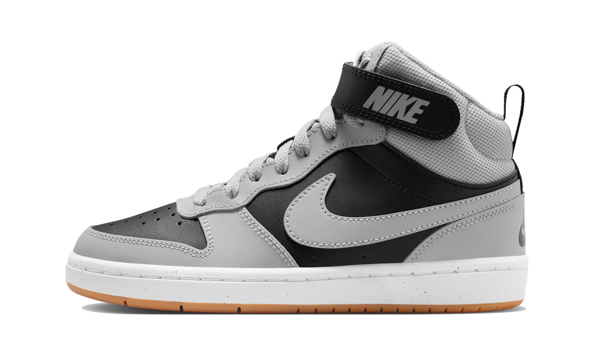 Overkicks - Nike Court Borough Mid 2 Black Light Smoke Grey Gum (GS) (CD7782-016) - vista lateral
