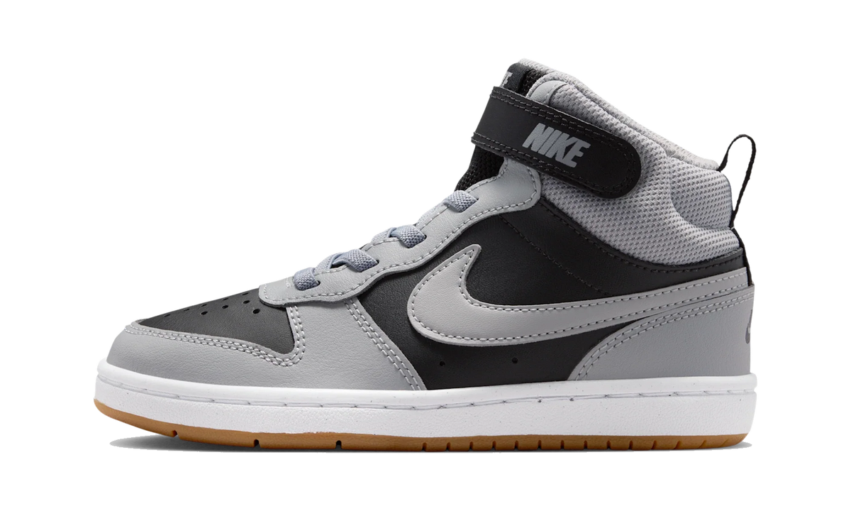 Overkicks - Nike Court Borough Mid 2 Black Light Smoke Grey Gum (PS) (CD7783-016) - vista lateral