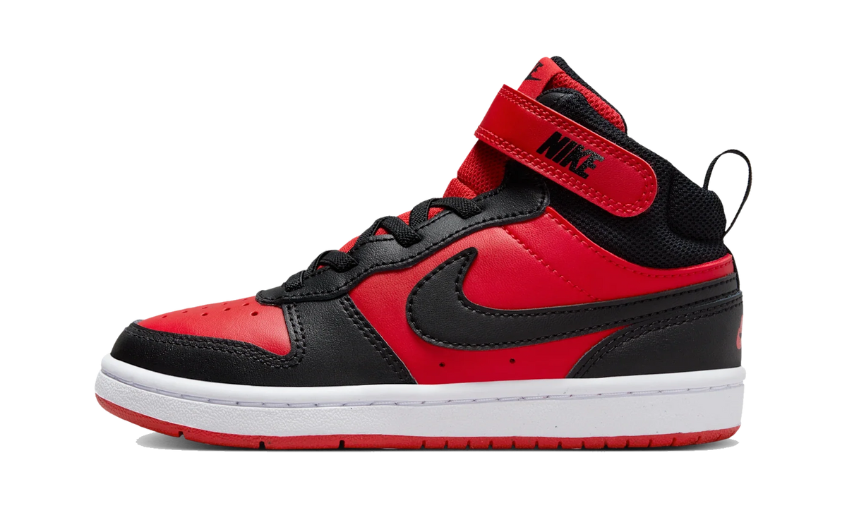 Overkicks - Nike Court Borough Mid 2 Black University Red (PS) (CD7783-602) - vista lateral