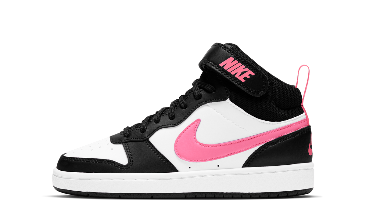 Overkicks - Nike Court Borough Mid 2 Black White Sunset Pulse (GS) (CD7782-005) - vista lateral