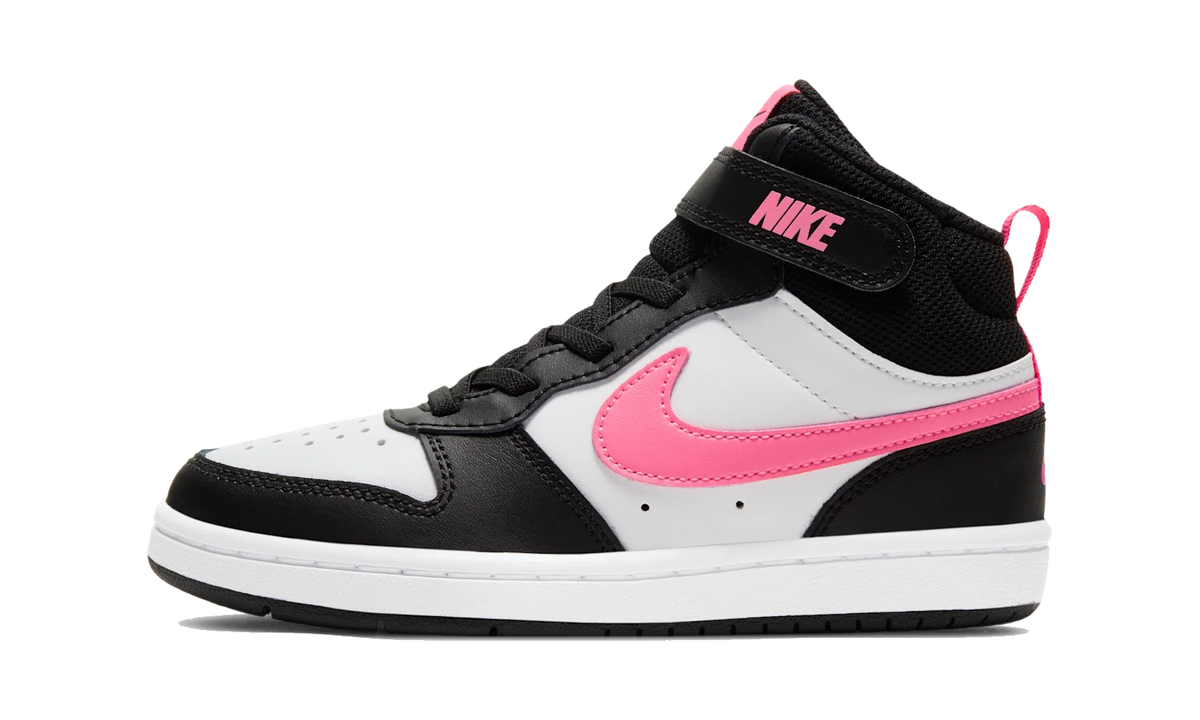 Overkicks - Nike Court Borough Mid 2 Black White Sunset Pulse (PS) (CD7783-005) - vista lateral