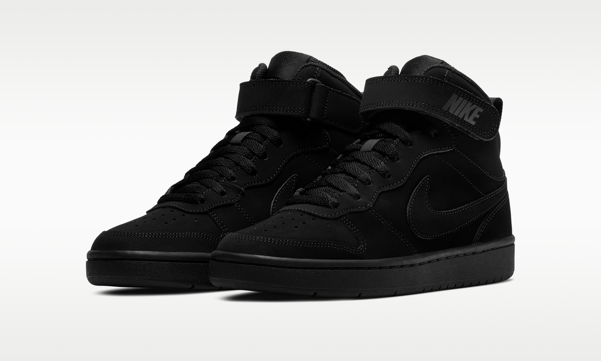 Overkicks - Nike Court Borough Mid 2 Triple Black Nubuck (GS) (CW5867-001) - imagen 2