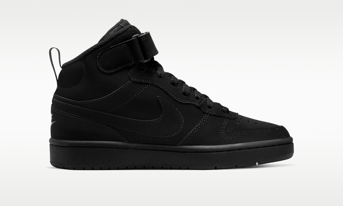 Overkicks - Nike Court Borough Mid 2 Triple Black Nubuck (GS) (CW5867-001) - imagen 4