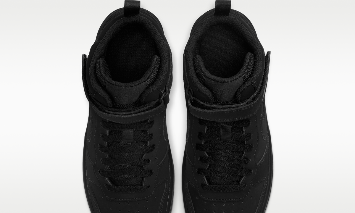 Overkicks - Nike Court Borough Mid 2 Triple Black Nubuck (GS) (CW5867-001) - imagen 5