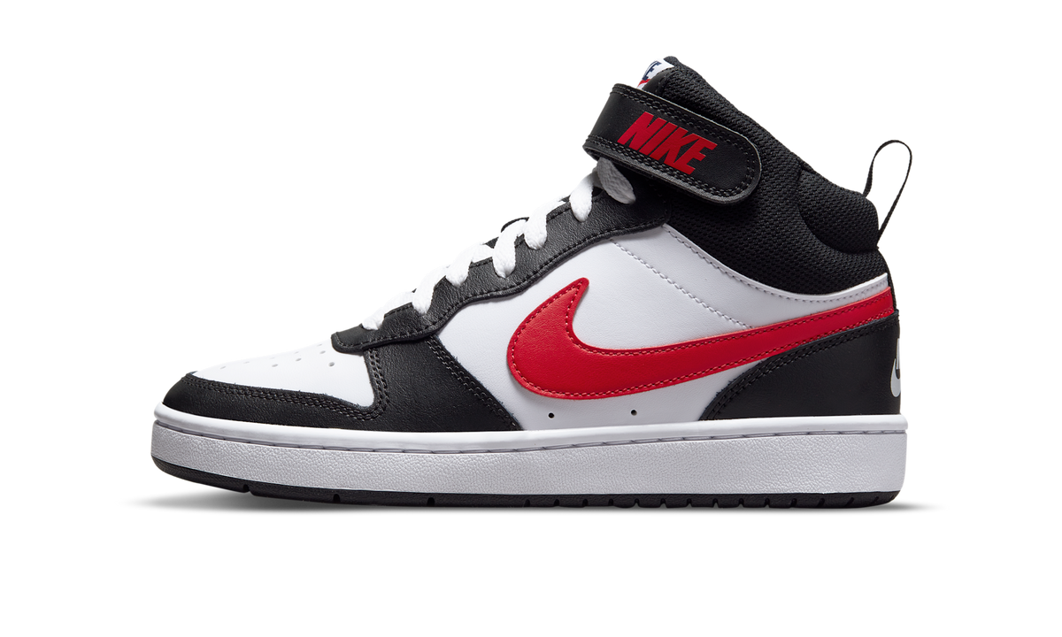 Overkicks - Nike Court Borough Mid 2 White Black University Red (GS) (DO5889-161) - vista lateral