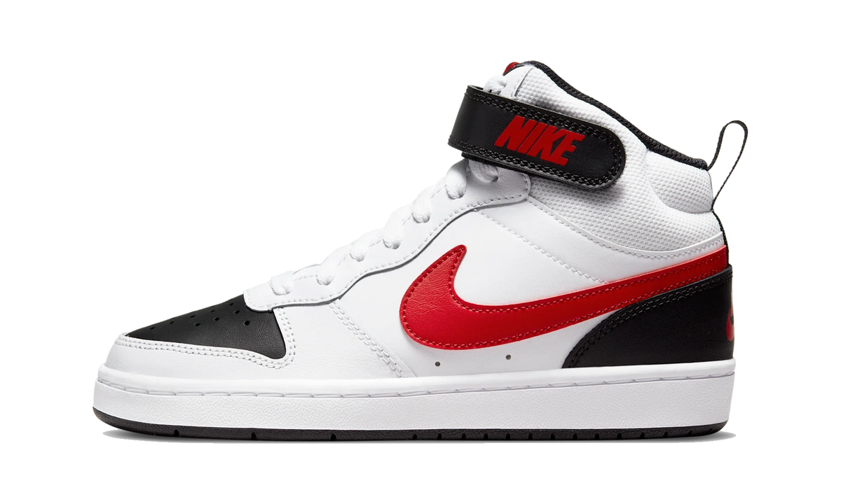 Overkicks - Nike Court Borough Mid 2 White University Red (GS) (CD7782-110) - vista lateral