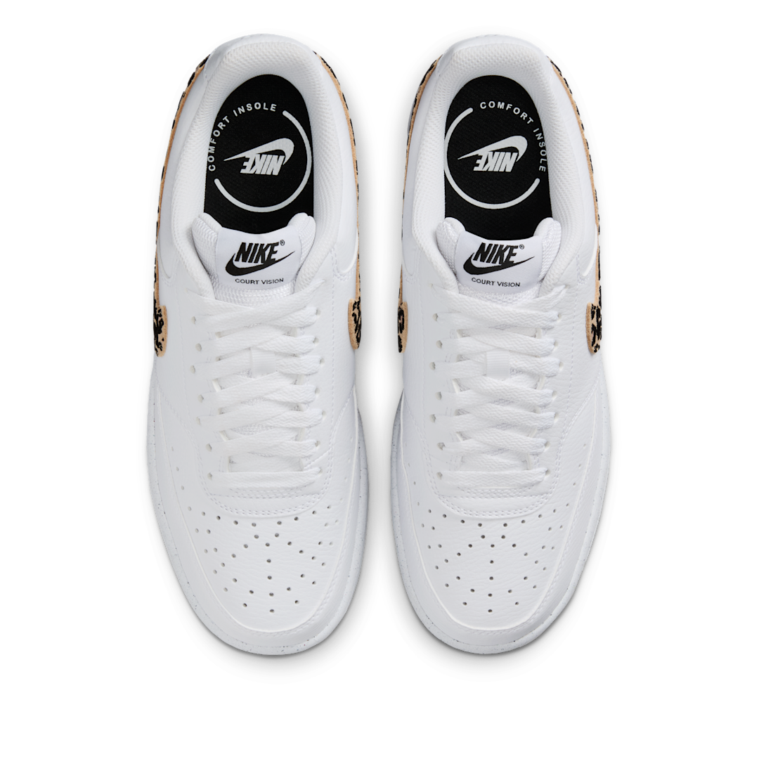 Overkicks - Nike Court Vision Low SE White Leopard Swoosh (Womens) (IM7646-100) - par completo