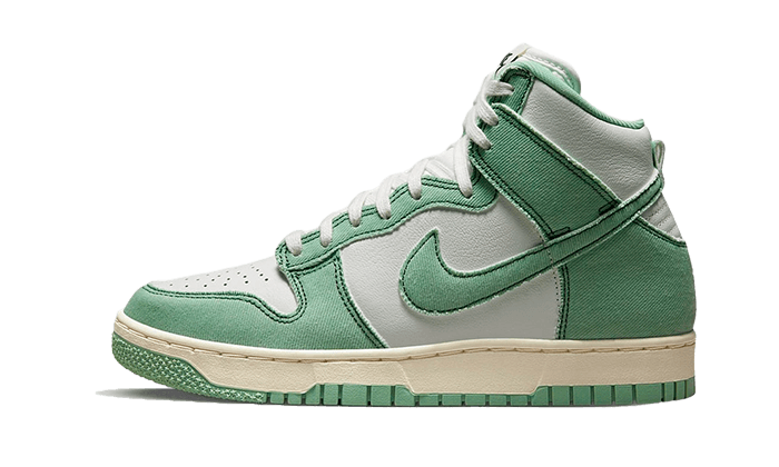 Overkicks - Nike Dunk High 1985 Enamel Green Denim (DV1143-300) - vista lateral
