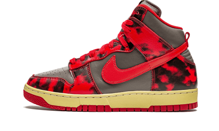 Overkicks - Nike Dunk High 1985 Red Acid Wash (DD9404-600) - vista lateral