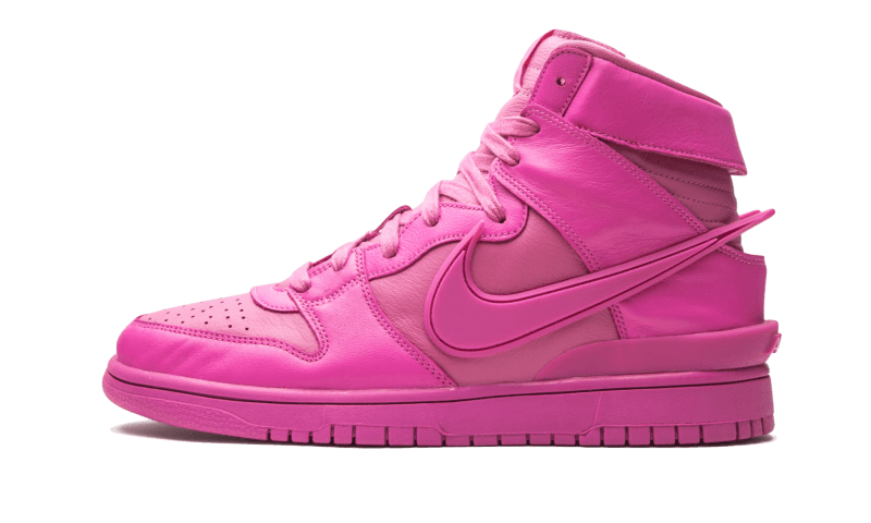 Overkicks - Nike Dunk High AMBUSH Active Fuchsia (CU7544-600) - vista lateral