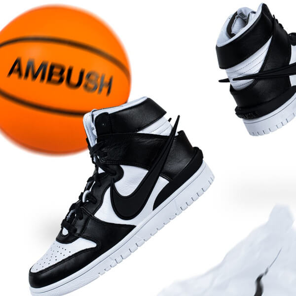 Overkicks - Nike Dunk High AMBUSH Black White (CU7544-001) - detalle lateral interior