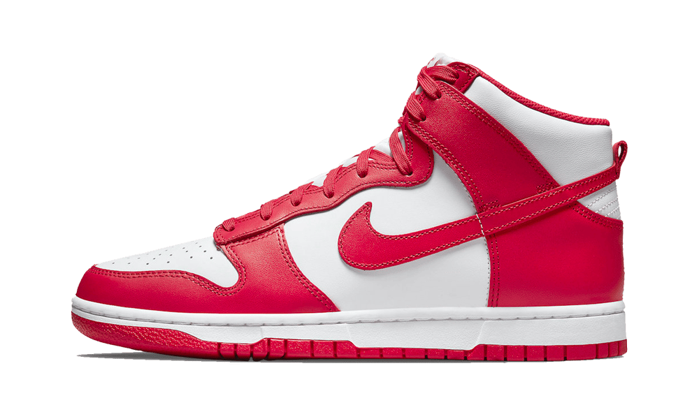 Overkicks - Nike Dunk High Championship White Red (DD1399-106 / DB2179-106) - vista lateral
