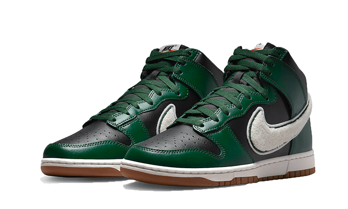 Overkicks - Nike Dunk High Chenille Swoosh Black Green (DR8805-001) - vista trasera