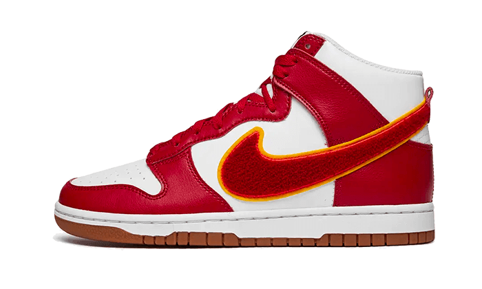 Overkicks - Nike Dunk High Chenille Swoosh White Gym Red (DR8805-101) - vista lateral