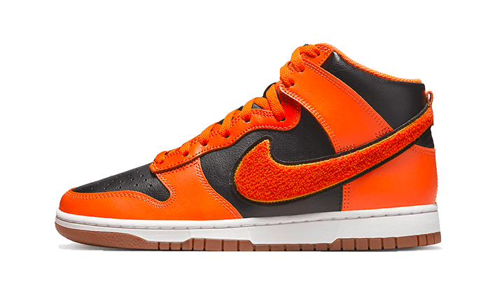 Overkicks - Nike Dunk High Retro Chenille Swoosh Safety Orange (DR8805-002) - vista lateral