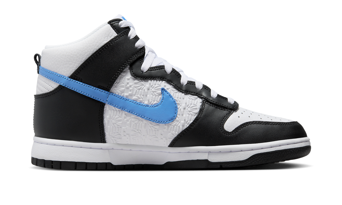 Overkicks - Nike Dunk High Retro FLC Black University Blue White (FJ4210-001) - detalle suela