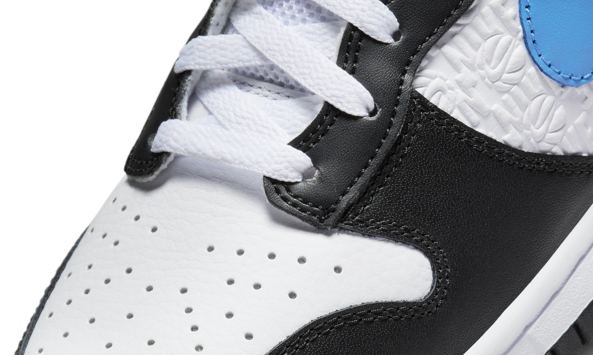 Overkicks - Nike Dunk High Retro FLC Black University Blue White (FJ4210-001) - detalle lateral interior