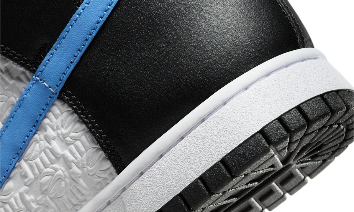 Overkicks - Nike Dunk High Retro FLC Black University Blue White (FJ4210-001) - detalle